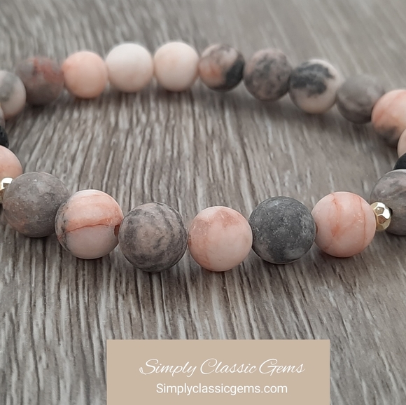 handmade Jewelry - Pink Zebra Jasper Natural healing stone bracelet